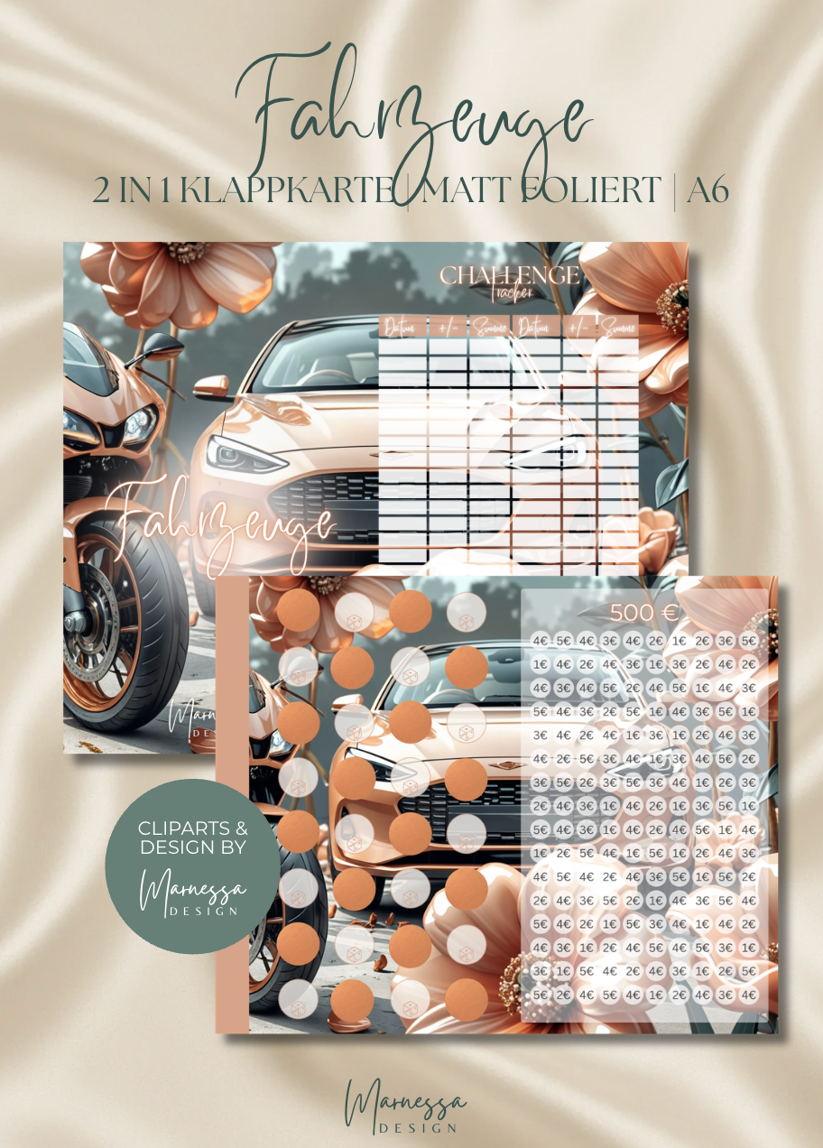 SPARZIELE | einzeln oder im Bundle | 2 in 1 Klappkarten zum einheften | matt foliert | A6