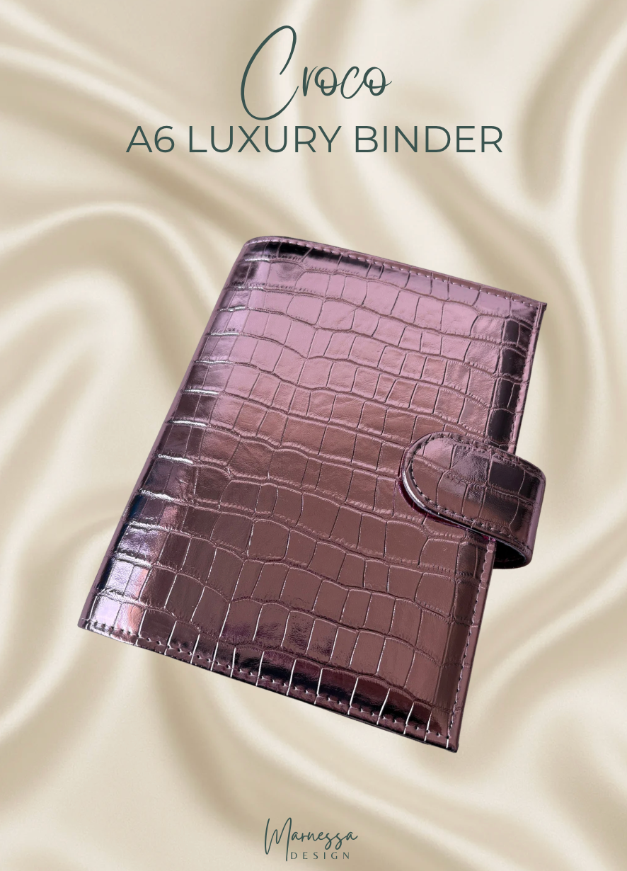 A6 Luxury Binder mit Flyleaf | CROCO "Mauve"
