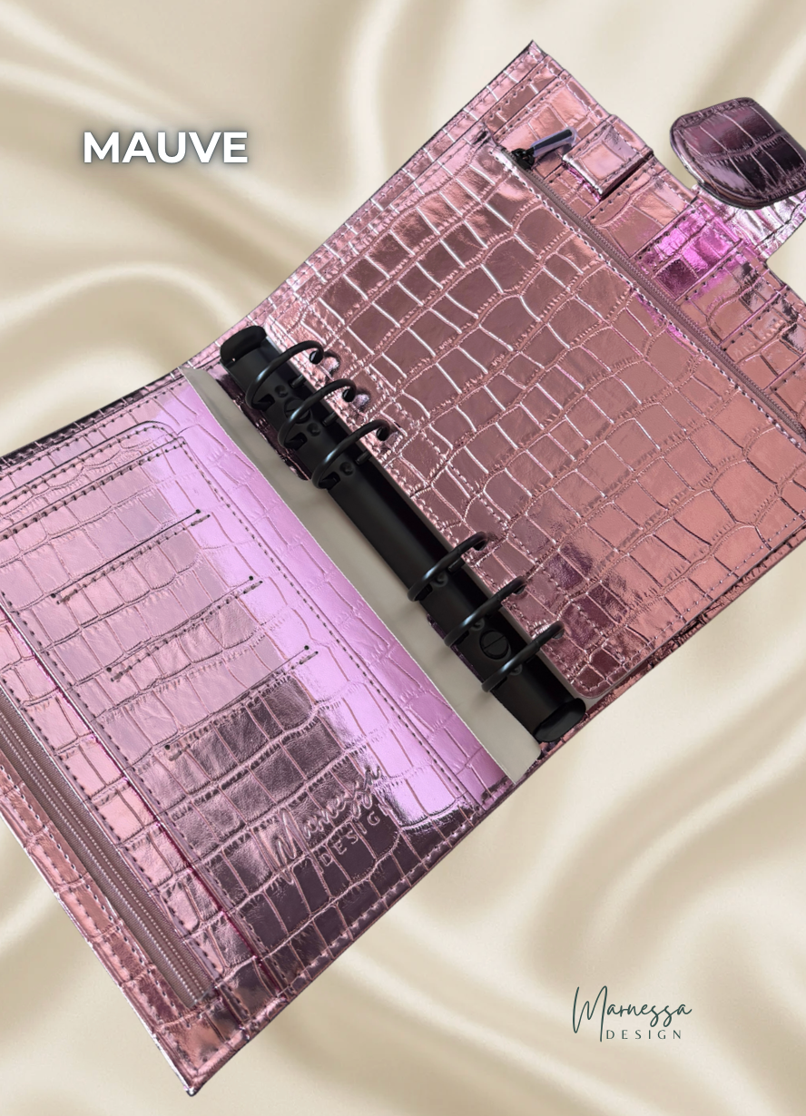 A6 Luxury Binder mit Flyleaf | CROCO "Mauve"