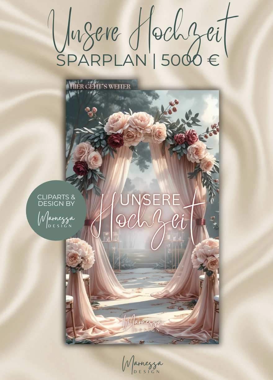 5000 € Sparplan | EINLAGEN & CHALLENGE BUNDLE "UNSERE HOCHZEIT" | matt foliert | A6