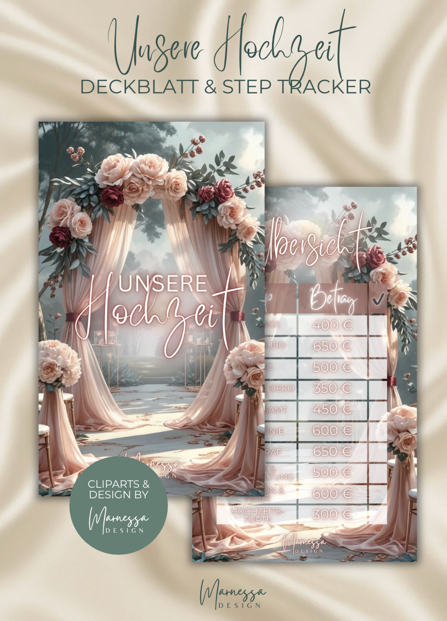 5000 € Sparplan | EINLAGEN & CHALLENGE BUNDLE "UNSERE HOCHZEIT" | matt foliert | A6