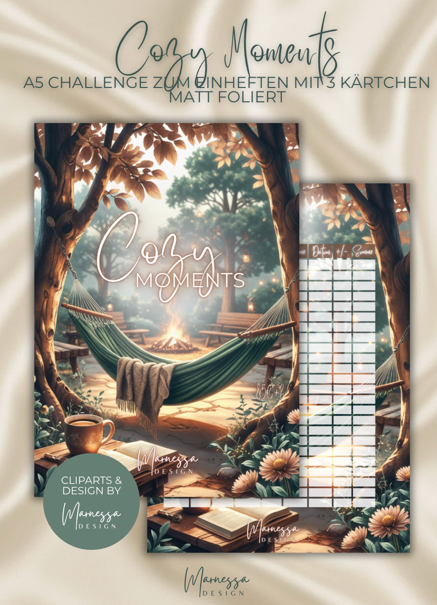 COZY MOMENTS  | Sparchallenge zum einheften | matt foliert | A5