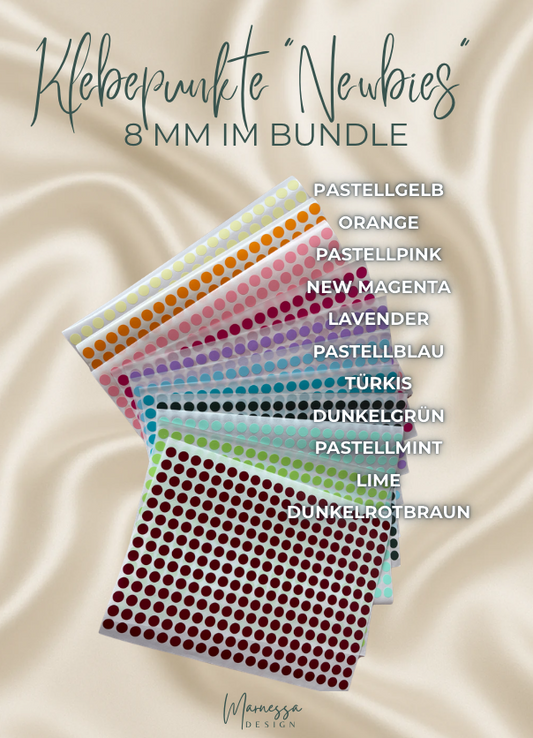"NEWBIES" Klebepunkte Bundle | 8mm | 11 Farben je 280 Klebepunkte