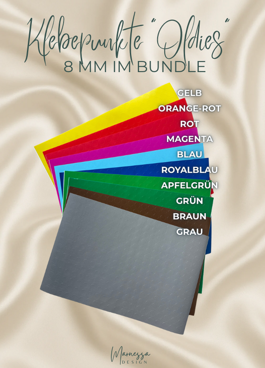 "OLDIES" Klebepunkte Bundle | 8mm | 10 Farben je 280 Klebepunkte