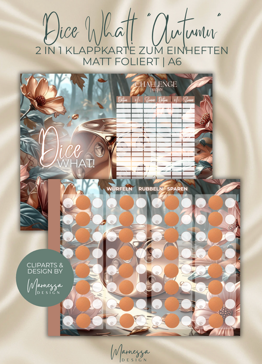 DICE WHAT! "Autumn" | 2 in 1 Klappkarte zum einheften | matt foliert | A6 (B-Ware)