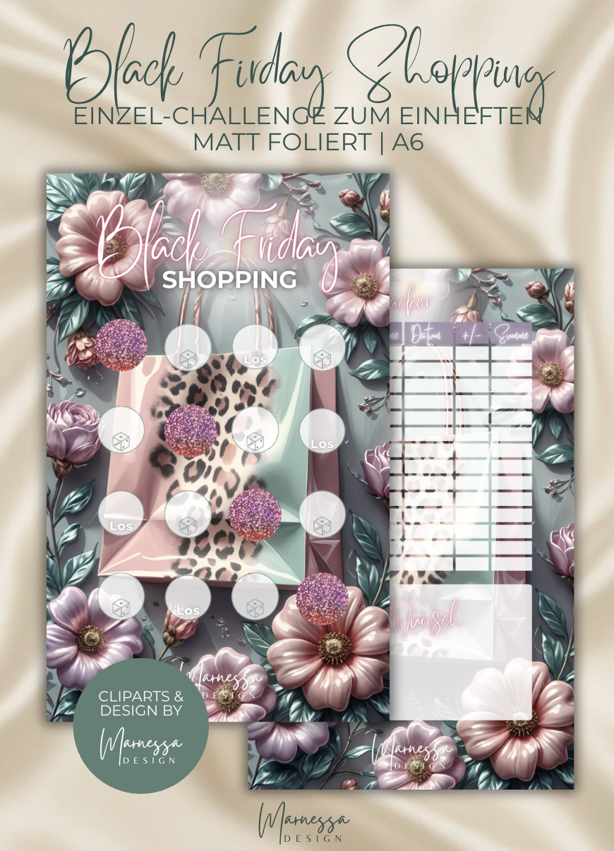 BLACK FRIDAY SHOPPING "PASTEL LEO BLOOMS" | Einzel-Challenge zum einheften | matt foliert | A6