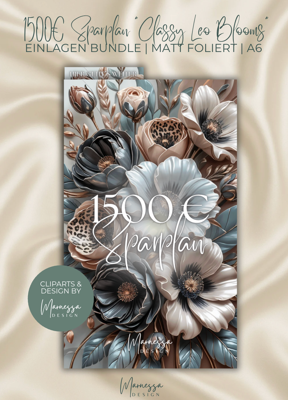 "CLASSY LEO BLOOMS" SPARPLAN | 1500 € | matt foliert | A6 (B-WARE)