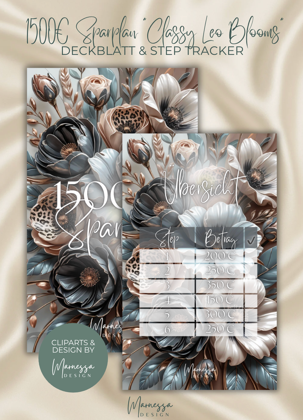 "CLASSY LEO BLOOMS" SPARPLAN | 1500 € | matt foliert | A6 (B-WARE)