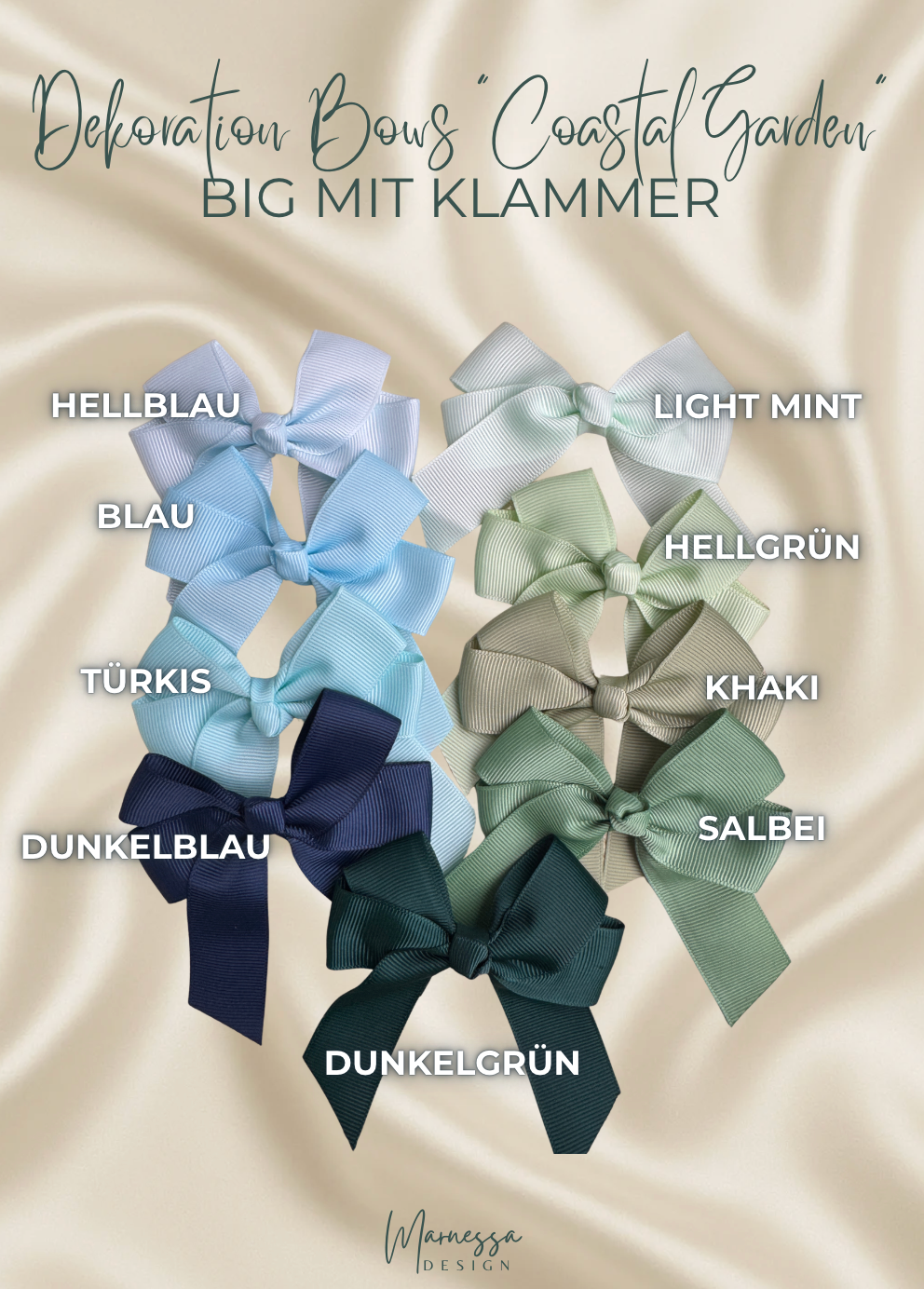 DECORATIONS BOWS BIG "COASTAL GARDEN" | mit Klammer