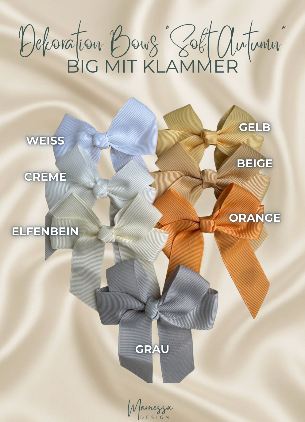 DECORATIONS BOWS BIG "SOFT AUTUMN" | mit Klammer
