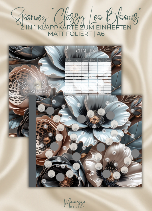 Classy Leo Blooms Sparweg | 2 in 1 Klappkarte zum einheften | matt foliert | A6