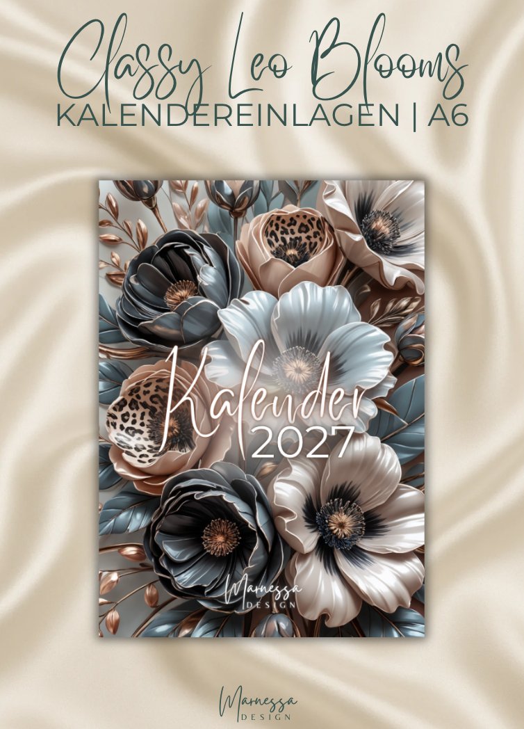 2027 Kalender Einlagen im A6 Format | CLASSY LEO BLOOMS
