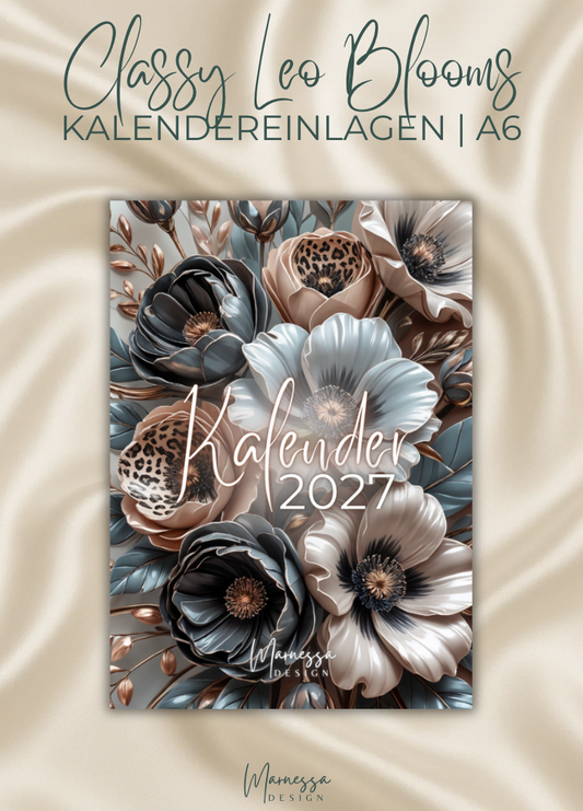2027 Kalender Einlagen im A6 Format | CLASSY LEO BLOOMS