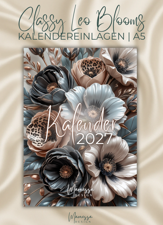 2027 Kalender Einlagen im A5 Format | CLASSY LEO BLOOMS