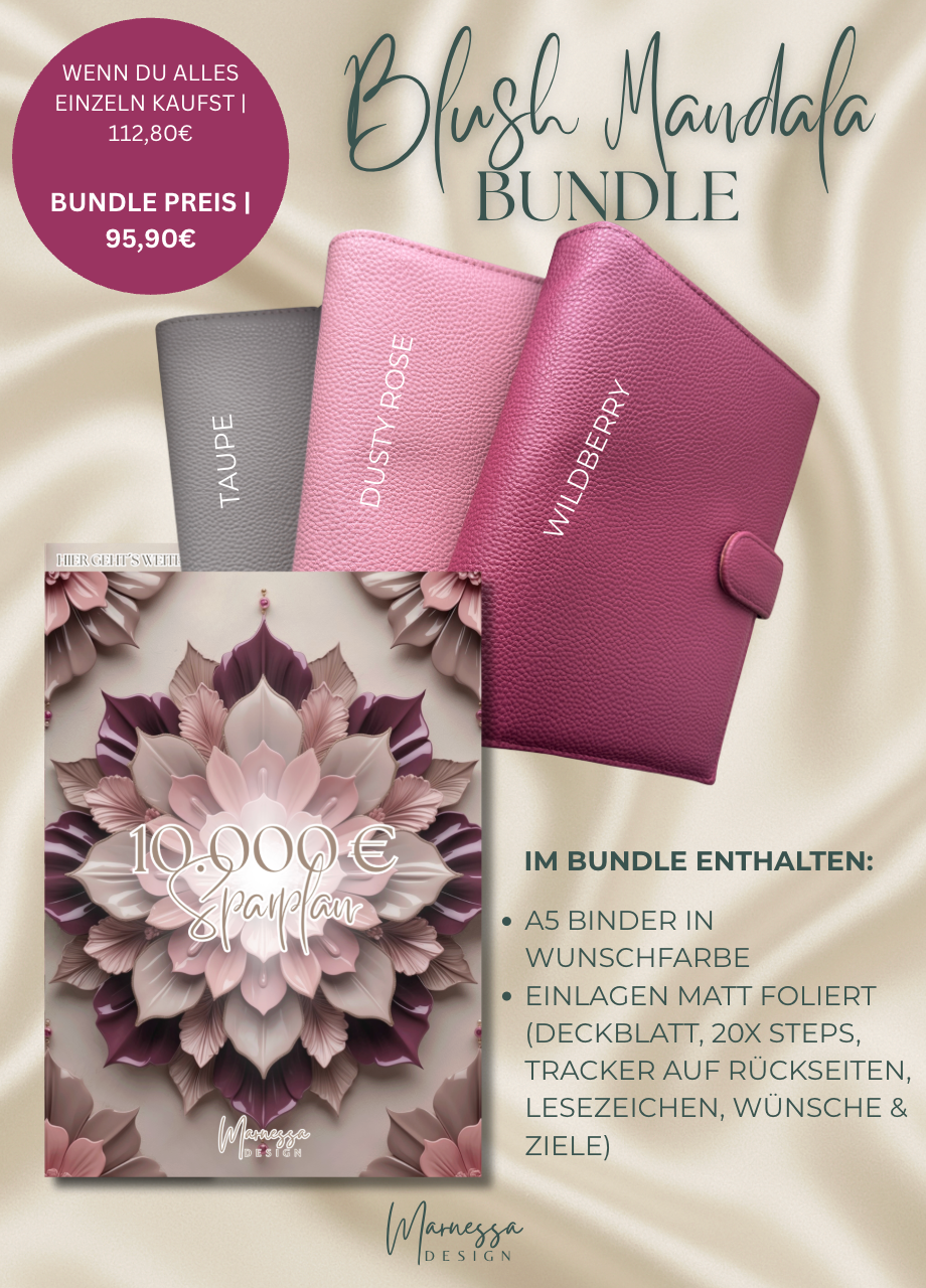 A5 | 10000 € Sparplan | BUNDLE "BLUSH MANDALA" | matt foliert