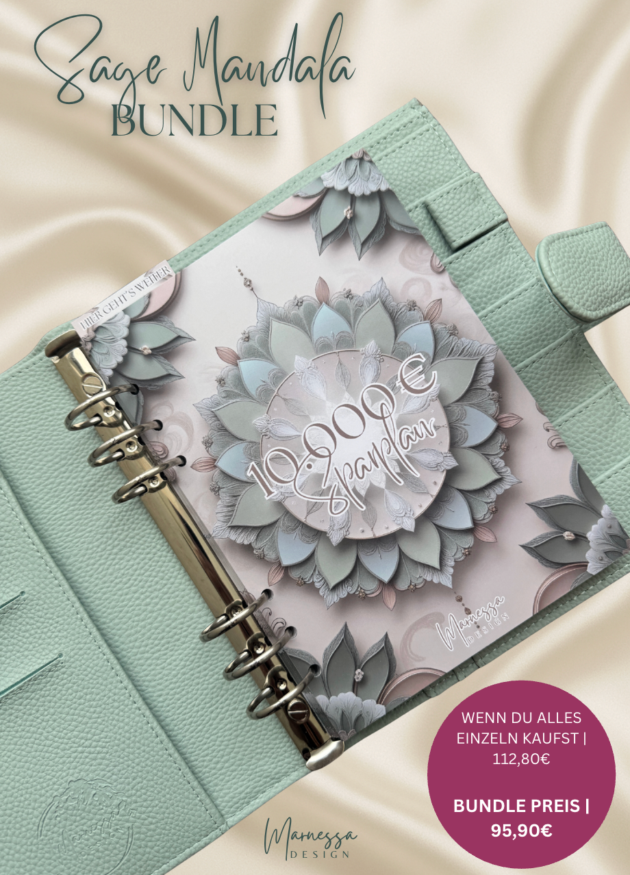 A5 | 10000 € Sparplan | BUNDLE "SAGE MANDALA" | matt foliert