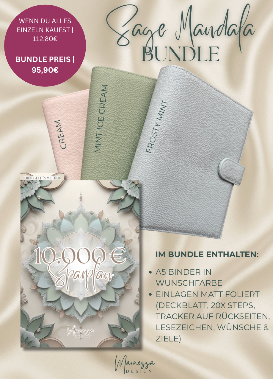 A5 | 10000 € Sparplan | BUNDLE "SAGE MANDALA" | matt foliert