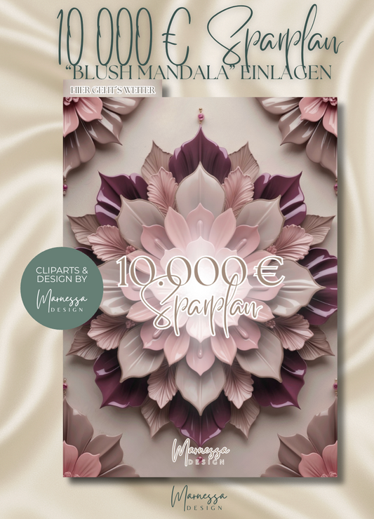 A5 | 10000 € Sparplan | EINLAGEN "BLUSH MANDALA" | matt foliert