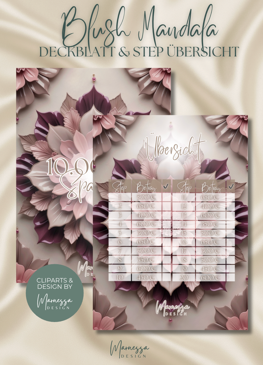 A5 | 10000 € Sparplan | BUNDLE "BLUSH MANDALA" | matt foliert
