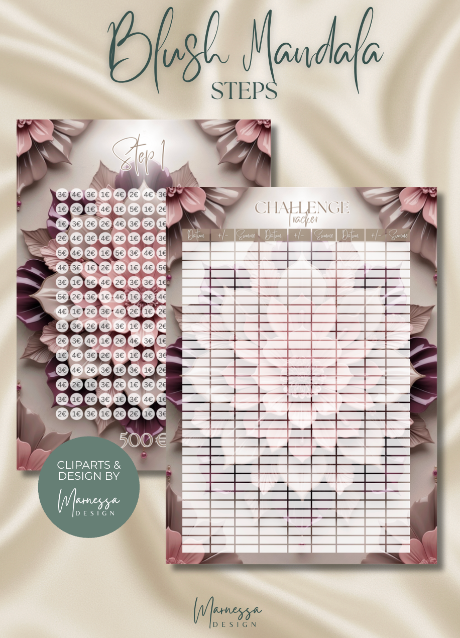 A5 | 10000 € Sparplan | BUNDLE "BLUSH MANDALA" | matt foliert