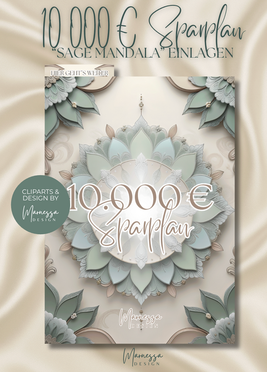 A5 | 10000 € Sparplan | EINLAGEN "SAGE MANDALA" | matt foliert