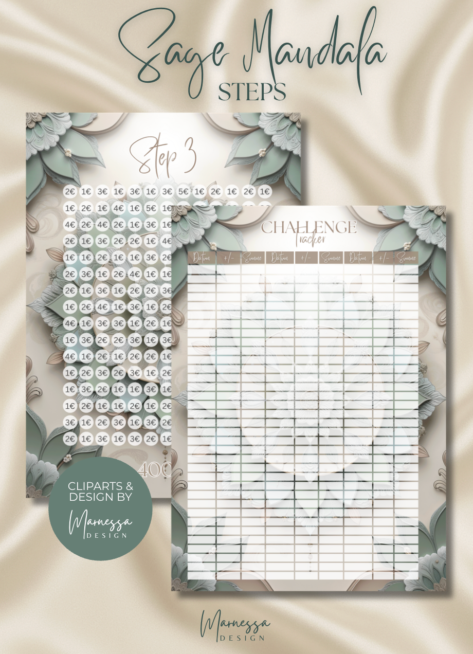 A5 | 10000 € Sparplan | BUNDLE "SAGE MANDALA" | matt foliert