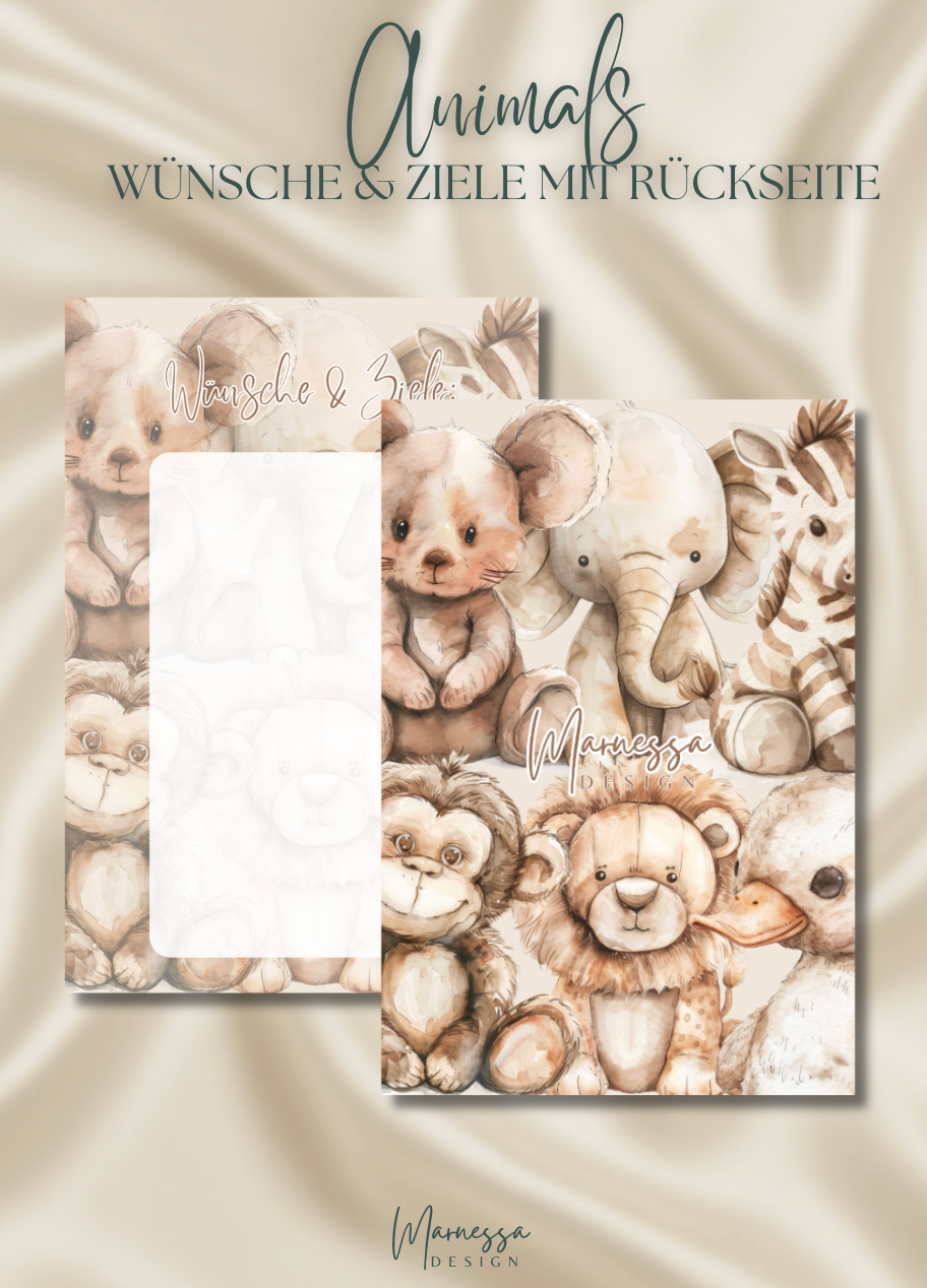 500 € Mini Sparplan | EINLAGEN "ANIMALS" | matt foliert | A7