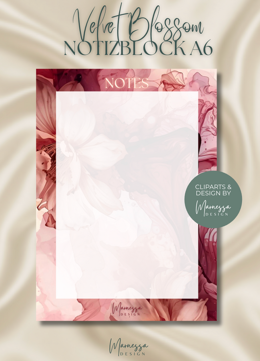 DIN A6 Notizblock | VELVET BLOSSOM