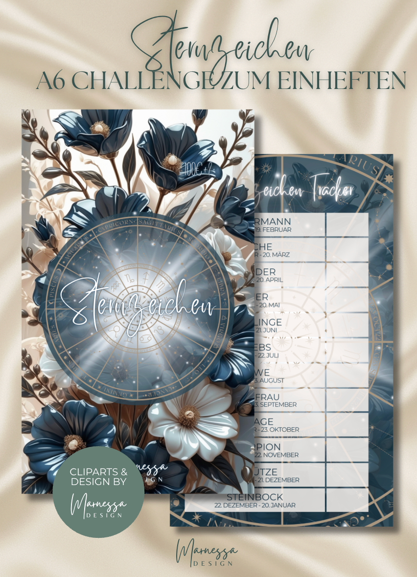 STERNZEICHEN  | Sparchallenge zum einheften | Sparweg | matt foliert | A6 | B-WARE