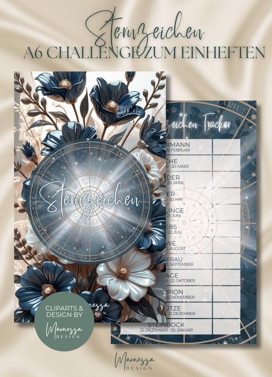 STERNZEICHEN  | Sparchallenge zum einheften | Sparweg | matt foliert | A6 | B-WARE
