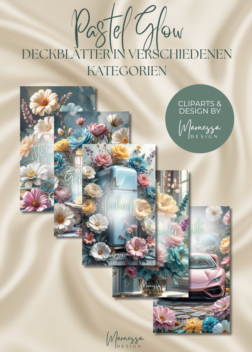 DECKBLÄTTER "PASTEL GLOW" EINZELN | Trennblatt | Deckblatt | matt foliert | A6