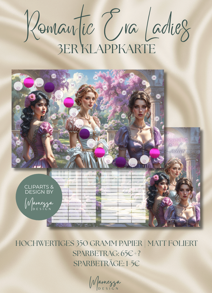 ROMANTIC ERA LADIES | 3er Klappkarte | Sparchallenge | matt foliert