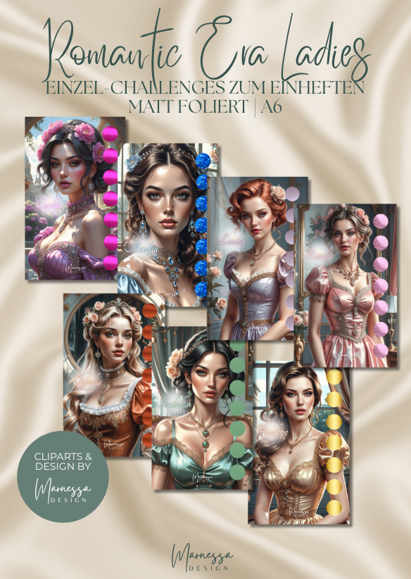 ROMANTIC ERA LADIES | Einzel-Challenges zum einheften | matt foliert | A6