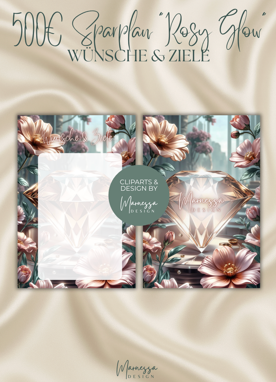 500 € Mini Sparplan | EINLAGEN "ROSY GLOW" | matt foliert | A7