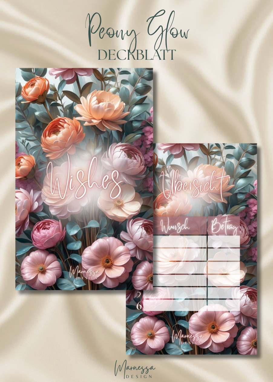 6er Register "WISHES" | ZUFALLS CHALLENGES | PEONY GLOW | matt foliert | A6