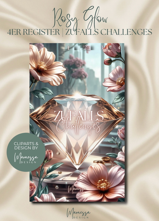 4er Register | ZUFÄLLE | ZUFALLS CHALLENGES | ROSY GLOW | matt foliert | A6