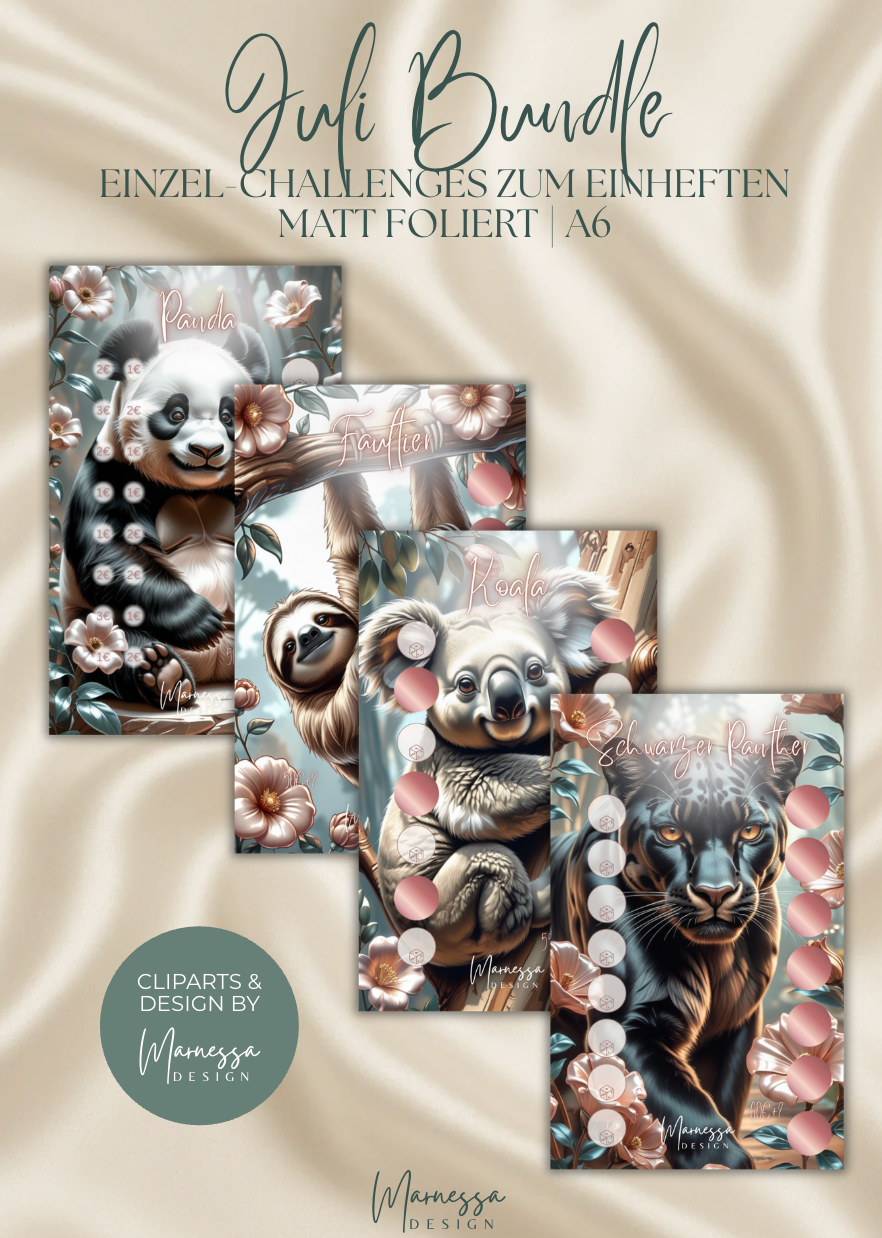 ANIMALS COLLECTION | Einzel-Challenges zum einheften | matt foliert | A6