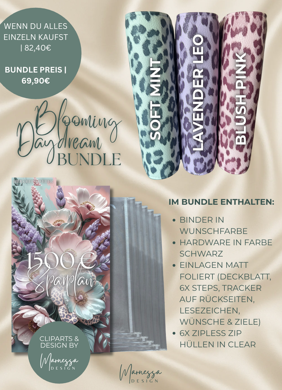 1500 € SPARPLAN | BUNDLE "PASTEL LEO BLOOMS" | matt foliert | A6