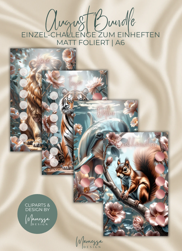 ANIMALS COLLECTION | Einzel-Challenges zum einheften | matt foliert | A6