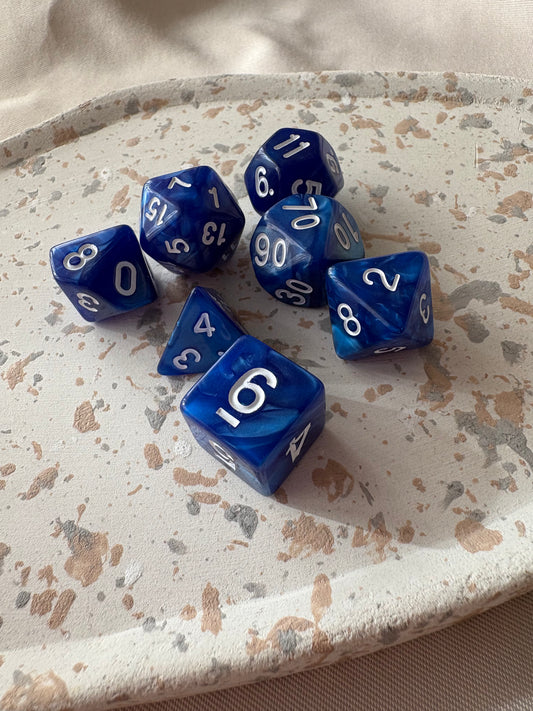 Würfel 7er Set GLOSSY | ROYAL BLUE
