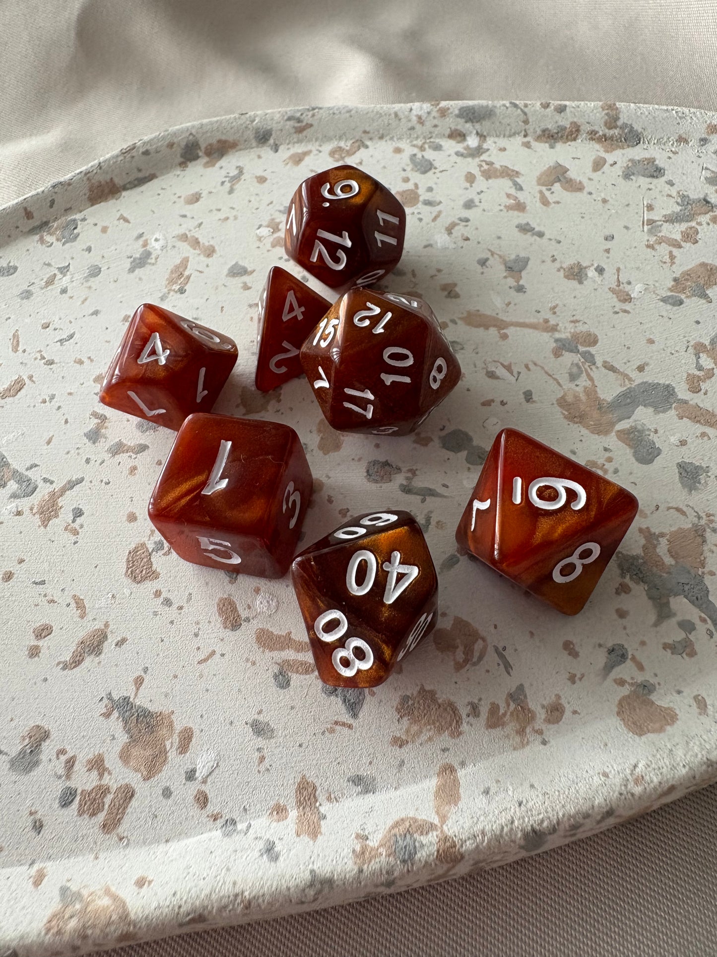 Würfel 7er Set GLOSSY | DARK CARAMEL