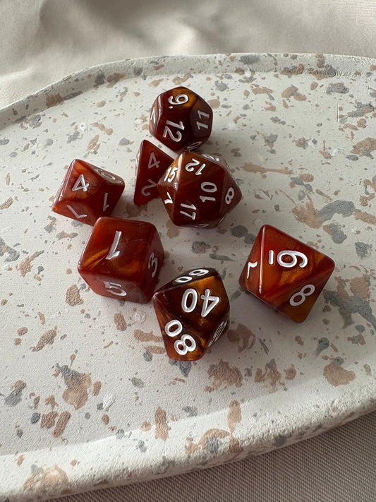 Würfel 7er Set GLOSSY | DARK CARAMEL