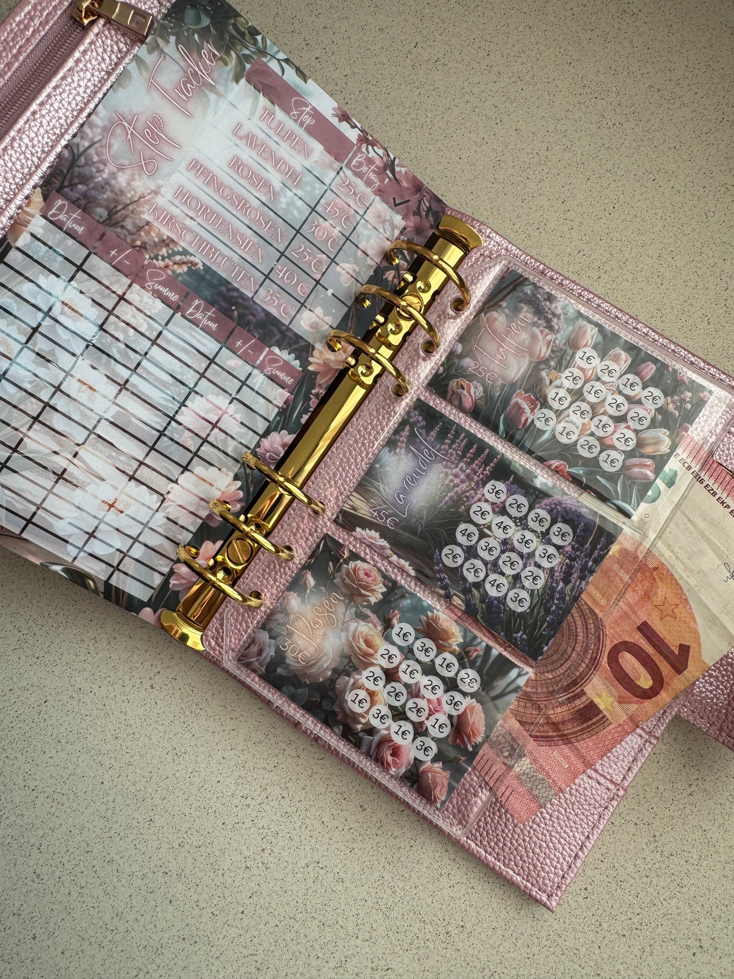 200 € Mini Sparplan | PASTEL GARDEN  | Sparchallenge zum einheften | matt foliert | A6