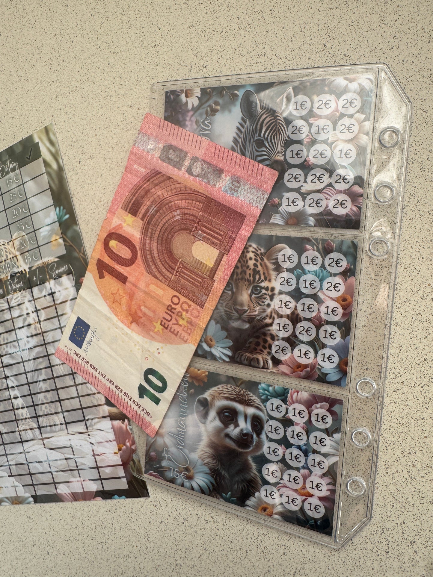 120 € Mini Sparplan | PASTEL ANIMALS  | Sparchallenge zum einheften | matt foliert | A6