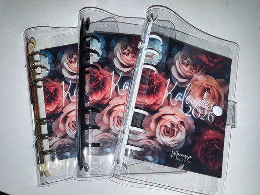 Kalender Einlagen im A6 Format inkl. Vinyl Binder | DARK ROSE (B-WARE)