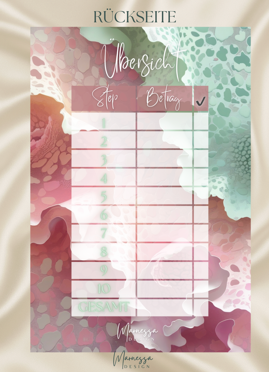 A7 MIX & MATCH - MEIN SPARPLAN | DECKBLATT "PASTEL LEO" | matt foliert