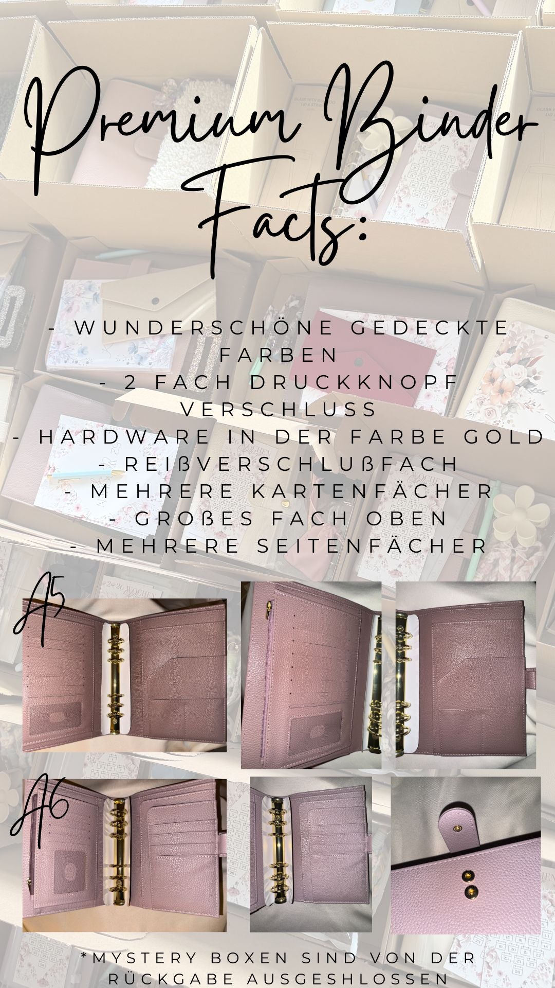A6 Premium Binder mit goldener Hardware