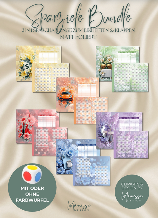 SPARZIELE BUNDLE | 2 in 1 Klappkarte zum einheften | matt foliert