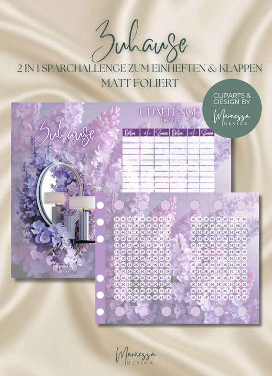 ZUHAUSE SPARZIEL 400 € | 2 in 1 Klappkarte zum einheften | matt foliert